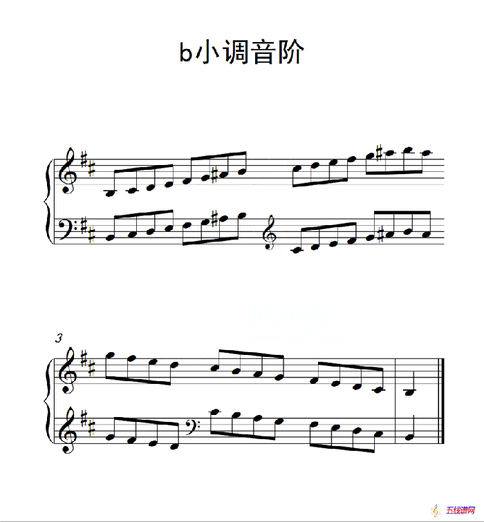 第二级 b小调音阶（中国音乐学院钢琴考级作品1~6级）