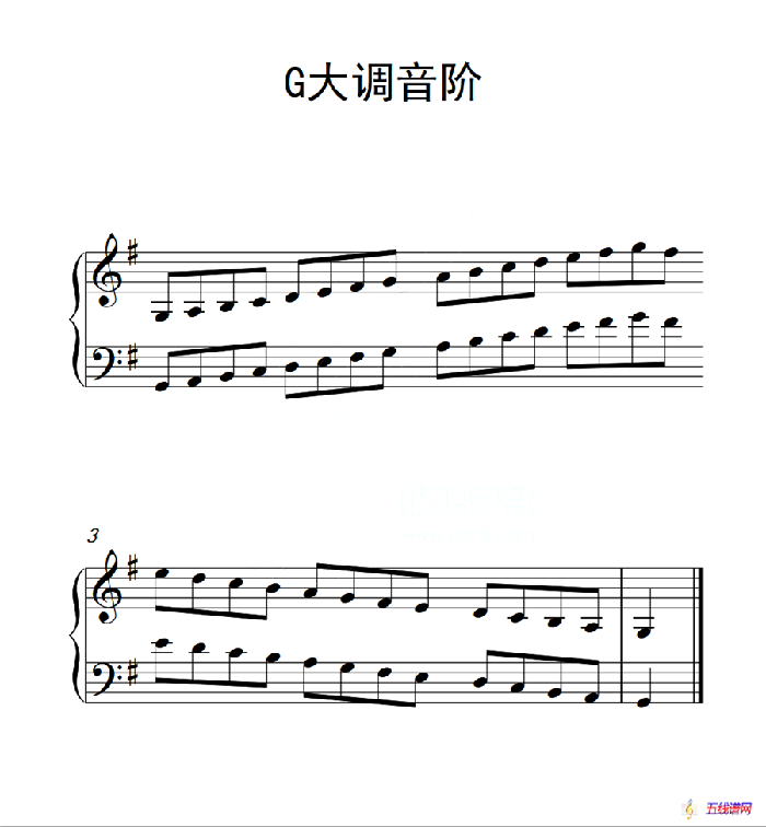 第二级 G大调音阶（中国音乐学院钢琴考级作品1~6级）