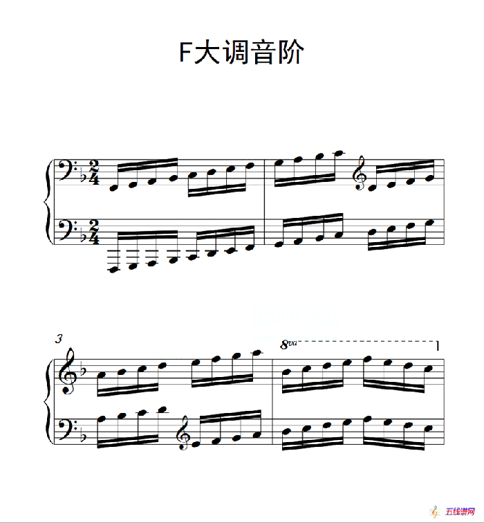 第四级 F大调音阶（中国音乐学院钢琴考级作品1~6级）