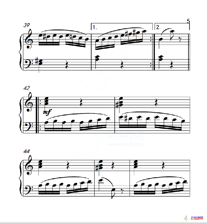 第五级A组 帕格尼尼主题变奏曲（选段）（中国音乐学院钢琴考级作品1~6级）