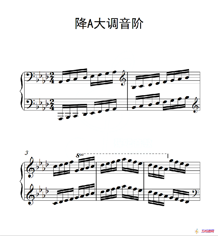 第六级 降A大调音阶（中国音乐学院钢琴考级作品1~6级）