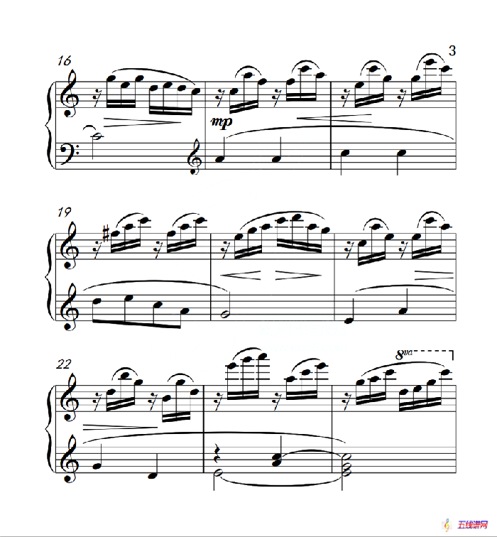 第六级B组 溪边嬉水（中国音乐学院钢琴考级作品1~6级）