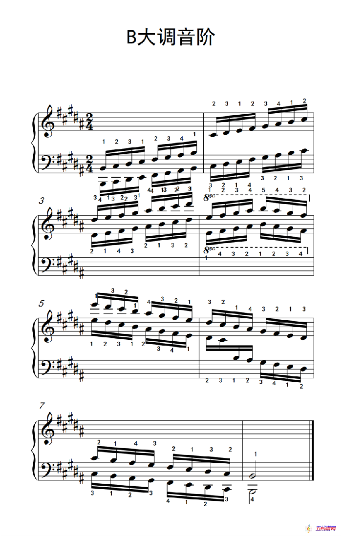 第四级 11.B大调音阶（中央音乐学院 钢琴（业余）考级教程 4-6级）
