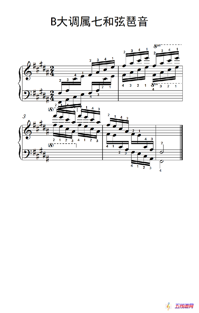 第五级 6.B大调属七和弦琶音（中央音乐学院 钢琴（业余）考级教程 4-6级）