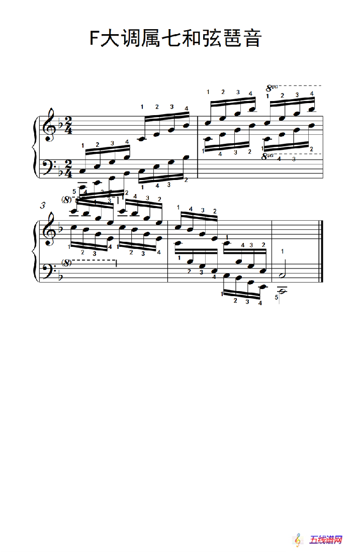 第五级 7.F大调属七和弦琶音（中央音乐学院 钢琴（业余）考级教程 4-6级）