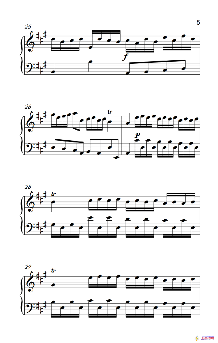 第五级 2.A大调奏鸣曲（中央音乐学院 钢琴（业余）考级教程 4-6级）