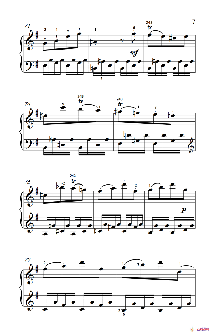 第五级 1.G大调奏鸣曲 第一乐章（中央音乐学院 钢琴（业余）考级教程 4-6级）