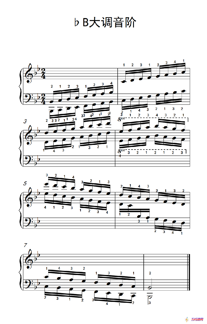 第六级 15.♭B大调音阶（中央音乐学院 钢琴（业余）考级教程 4-6级）