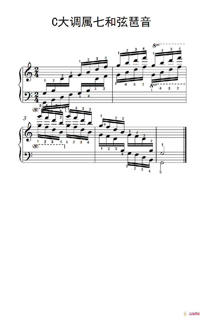第六级 1.C大调属七和弦琶音（中央音乐学院 钢琴（业余）考级教程 4-6级）