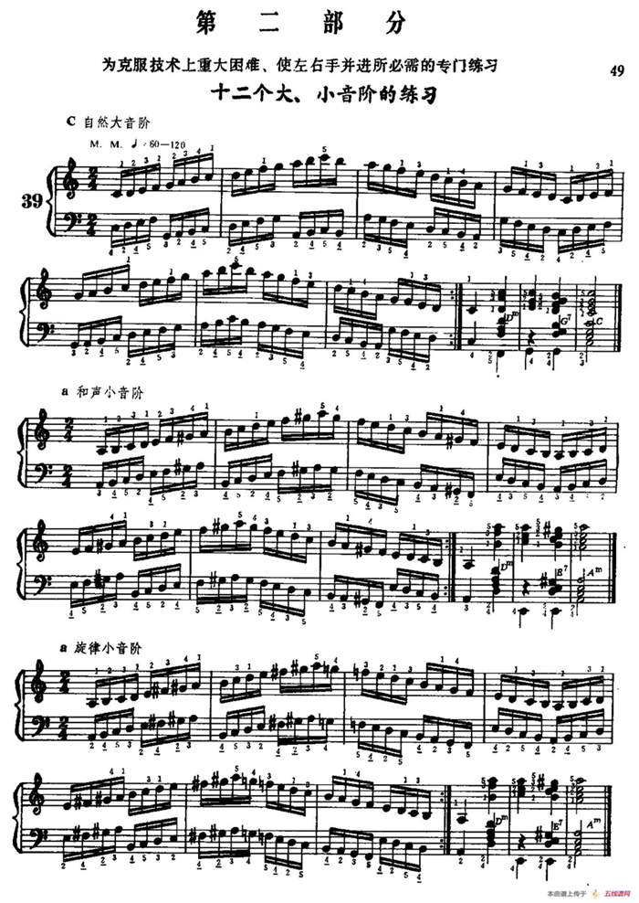 手风琴手指练习 第二部分（十二个大、小音阶的练习）