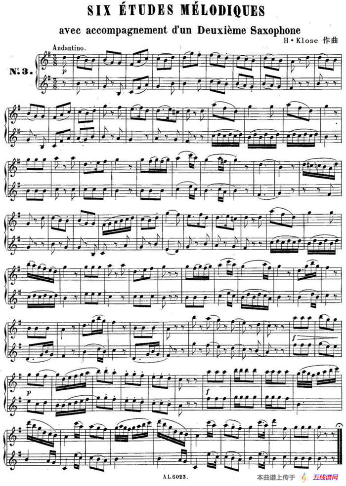 H·Klose二重奏练习曲（No.3）