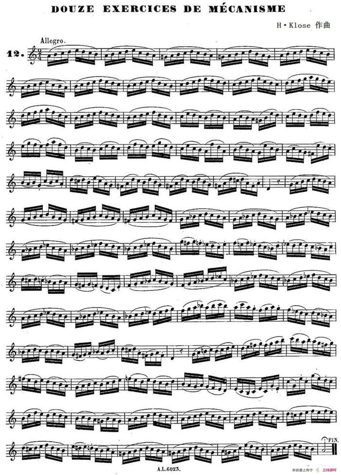 H·Klose练习曲（douze exercices de mecanisme—12）