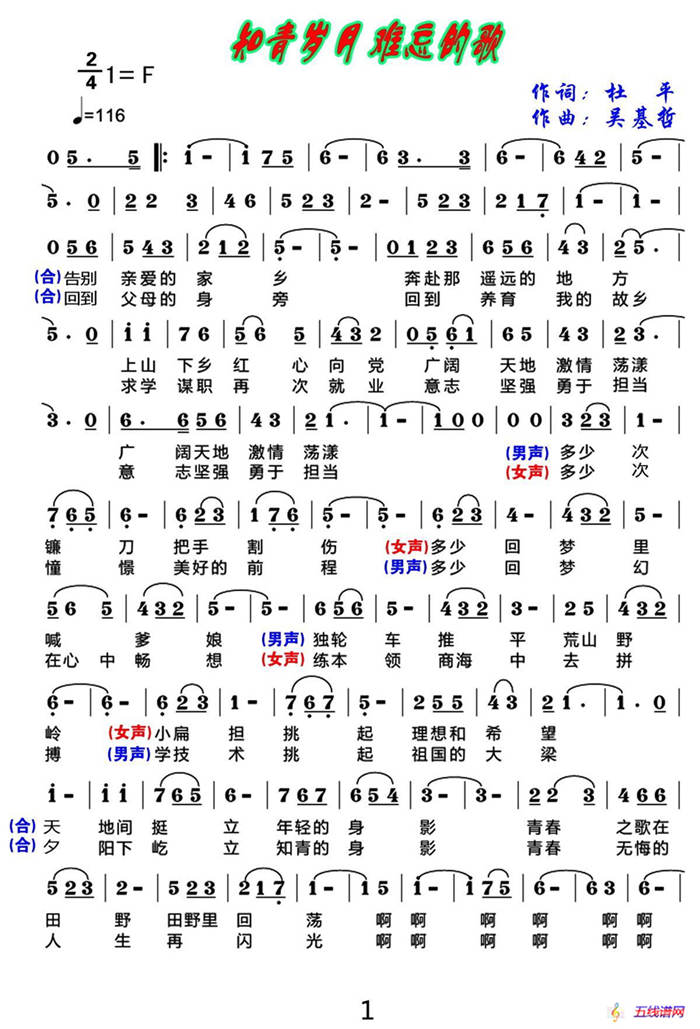 知青岁月难忘的歌