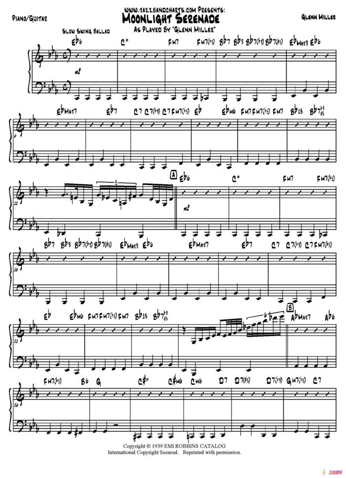 Moonlight Serenade（钢琴/吉他分谱）