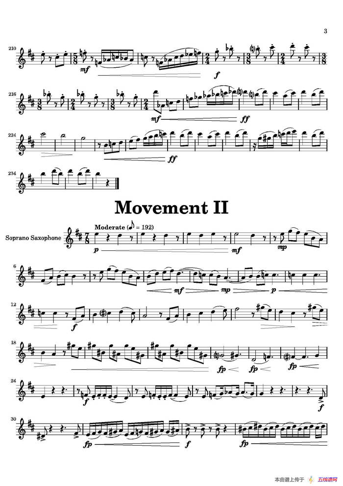 Movement（四重奏高音萨克斯分谱）