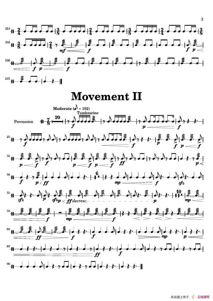 Movement（萨克斯四重奏与打击乐）（打击乐分谱）