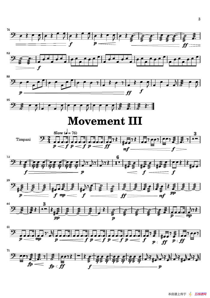 Movement（萨克斯四重奏与打击乐）（定音鼓分谱）