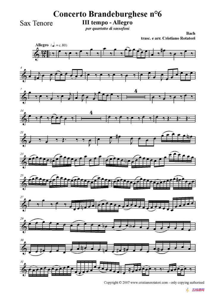 Concerto Brandeburghese（次中音萨克斯）