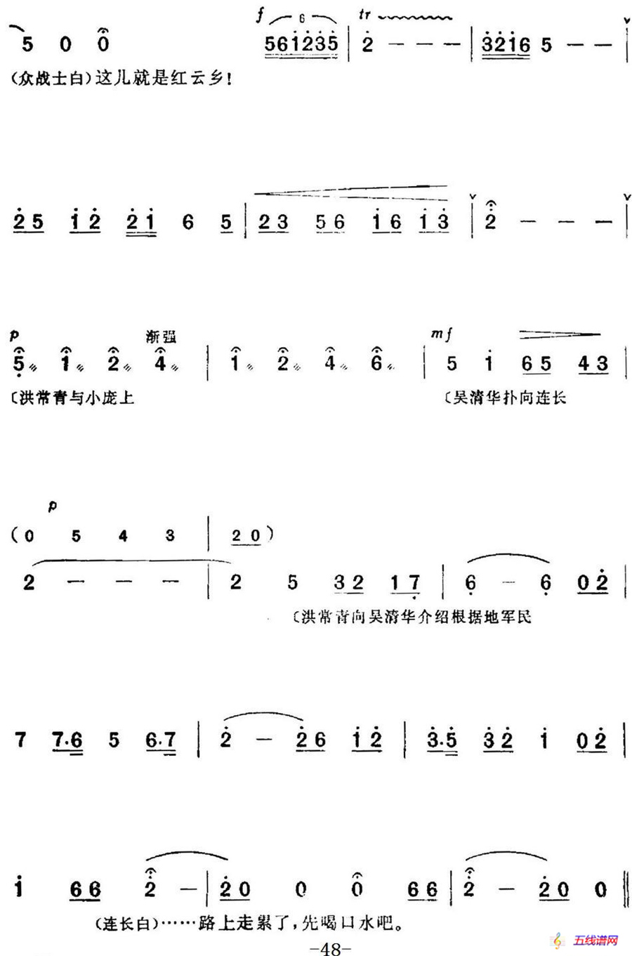 革命现代京剧《红色娘子军》全剧主旋律乐谱之第二场 诉苦参军