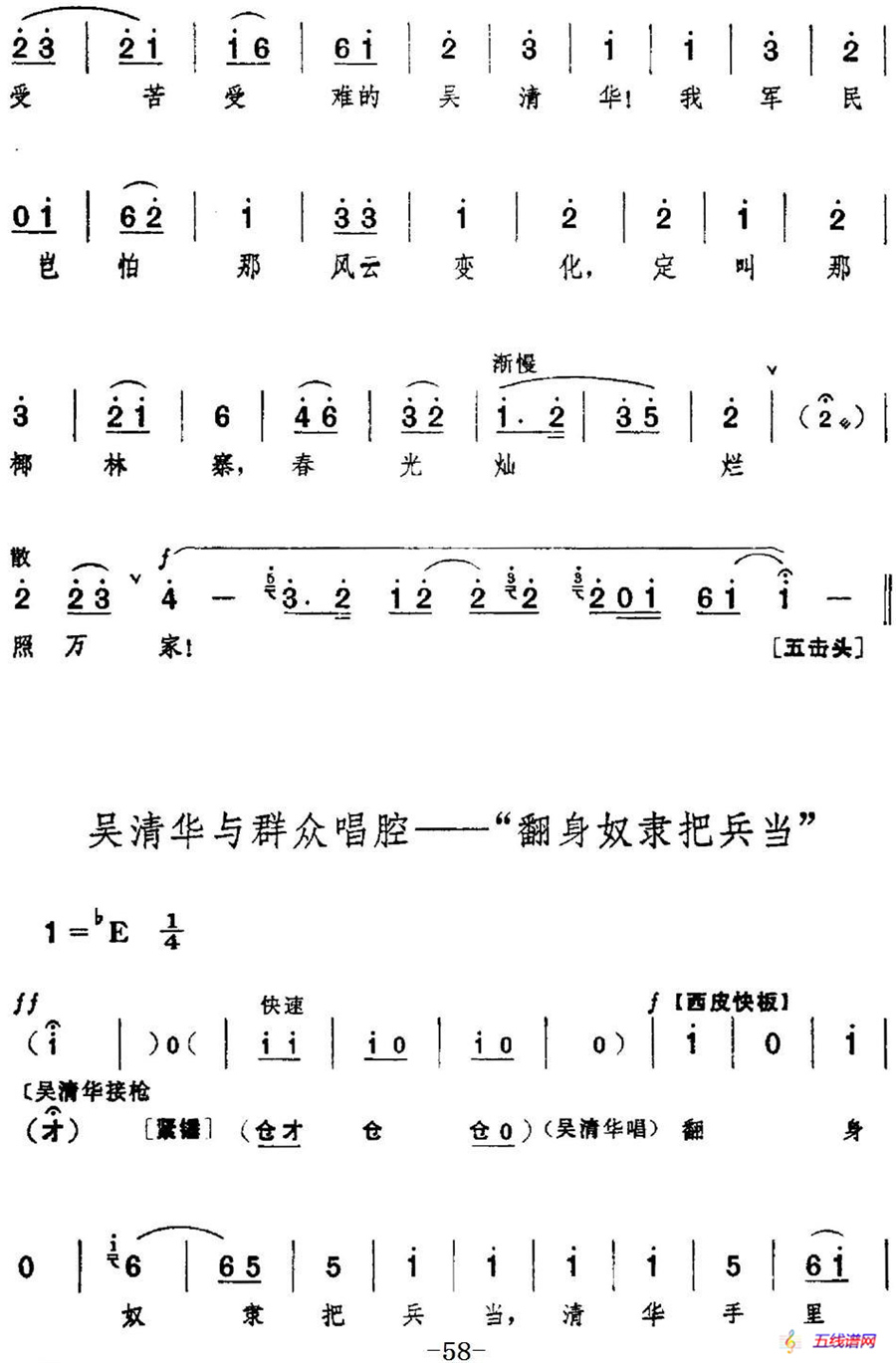 革命现代京剧《红色娘子军》全剧主旋律乐谱之第二场 诉苦参军