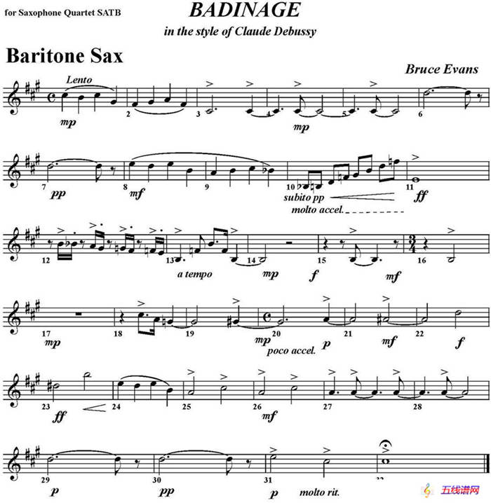BADINAGE（四重奏·上低音萨克斯分谱）