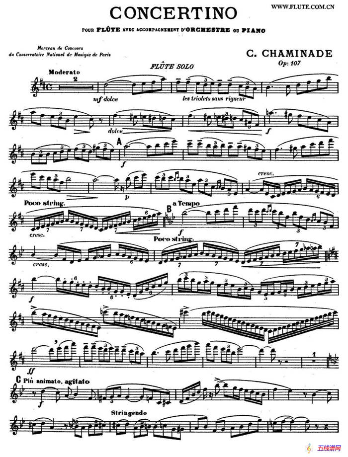 Concertino Op107（長笛協奏曲長笛獨奏）