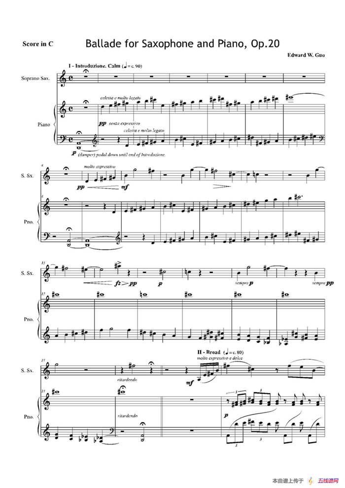 Ballade（叙事曲）Op.20（高音萨克斯+钢琴伴奏）