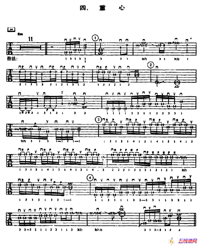 重金属吉他演奏示范曲谱（四、重心）