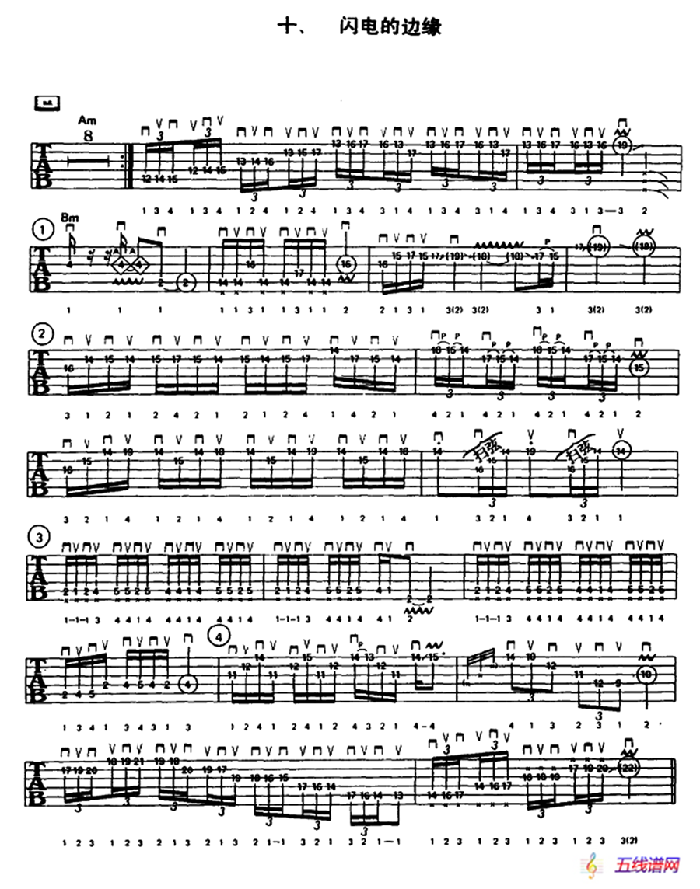 重金属吉他演奏示范曲谱（十、闪电的边缘）