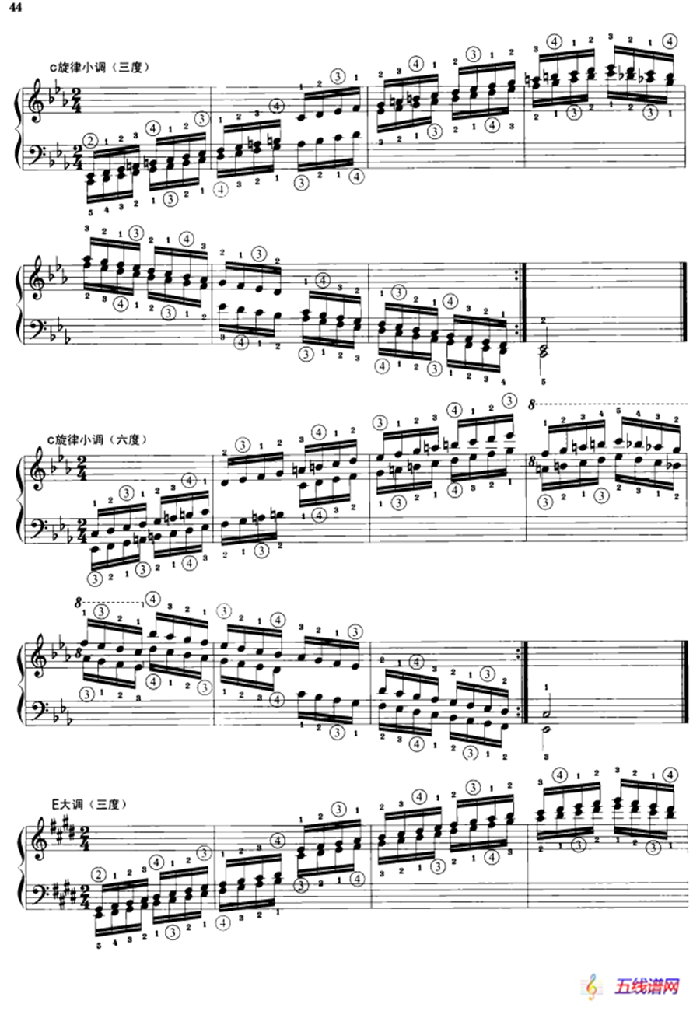 钢琴音阶练习：三度、六度同向四个八度