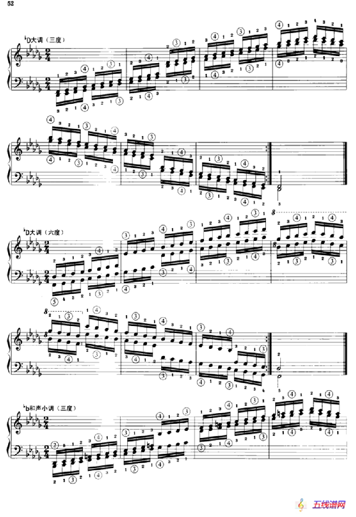钢琴音阶练习：三度、六度同向四个八度
