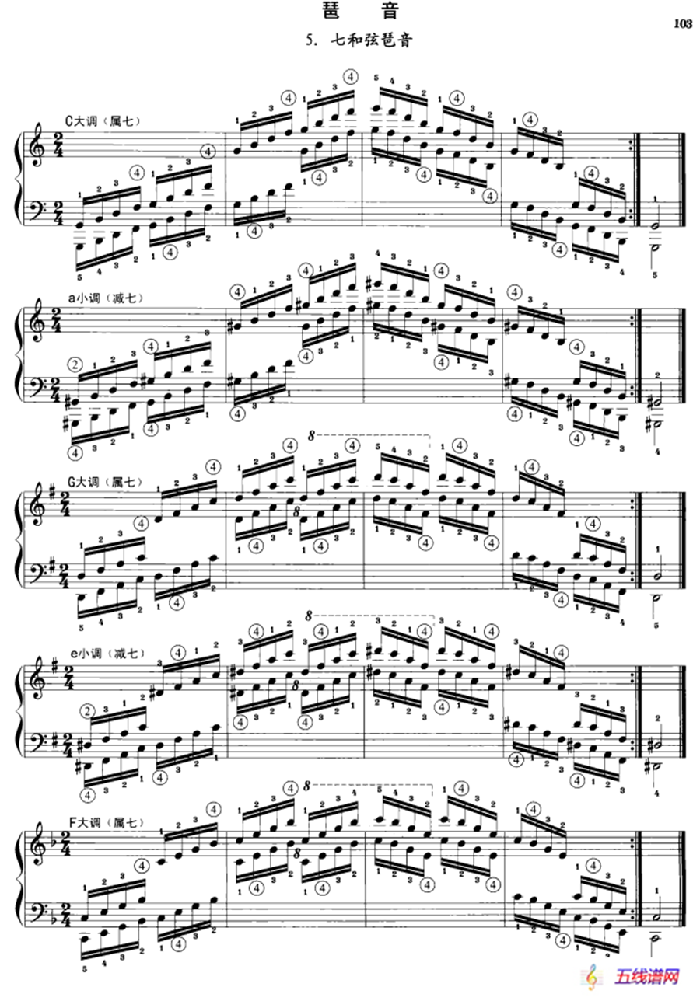钢琴琶音练习：七和弦琶音