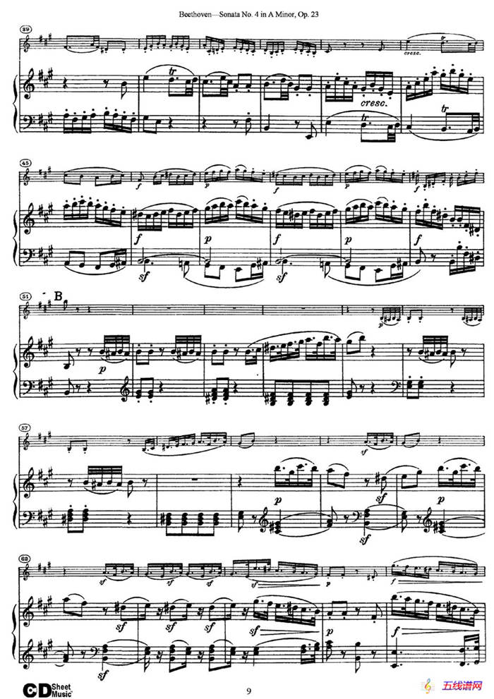 A小调第四小提琴奏鸣曲（Sonata No.4 in A Minor Op.23）（小提琴+钢琴伴奏）
