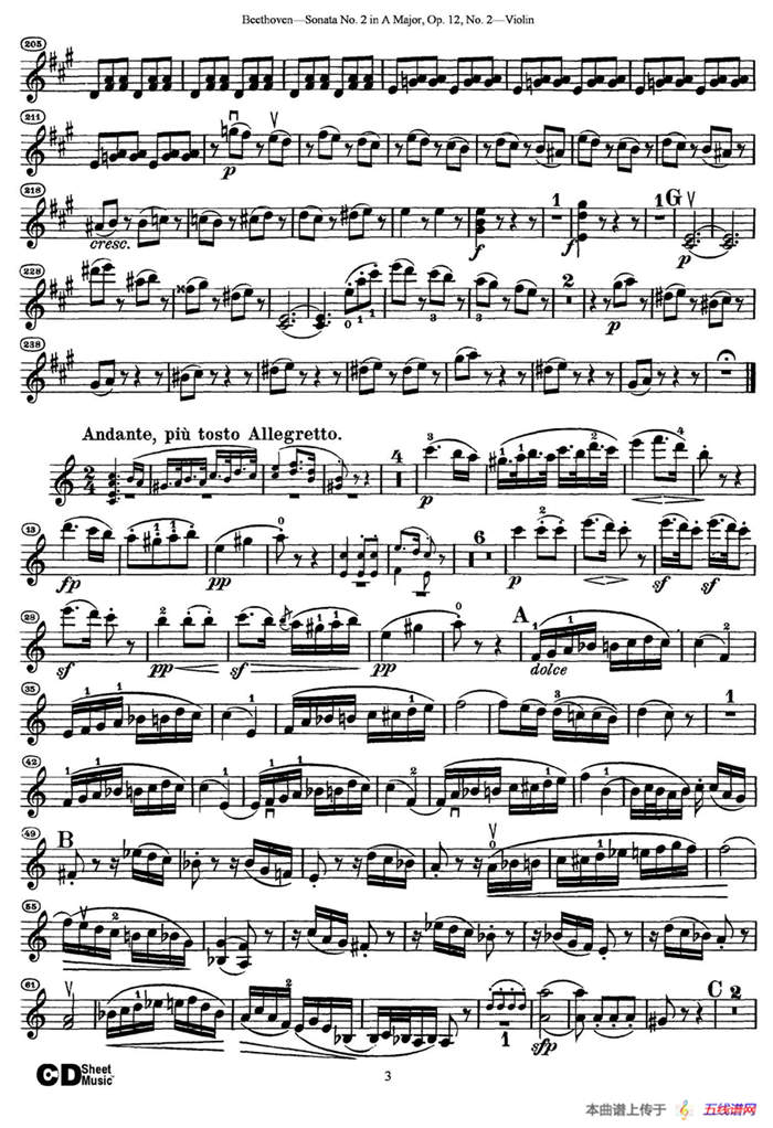 A大调第二小提琴奏鸣曲（Sonata No.2 in A Major Op.12,No.2）