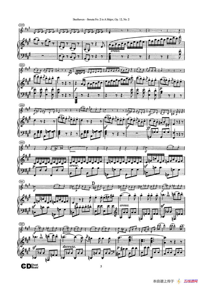 A大调第二小提琴奏鸣曲（Sonata No.2 in A Major Op.12,No.2）（小提琴+钢琴伴奏）