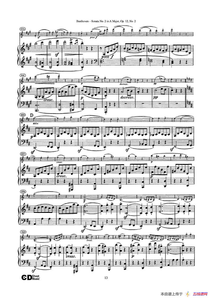 A大调第二小提琴奏鸣曲（Sonata No.2 in A Major Op.12,No.2）（小提琴+钢琴伴奏）