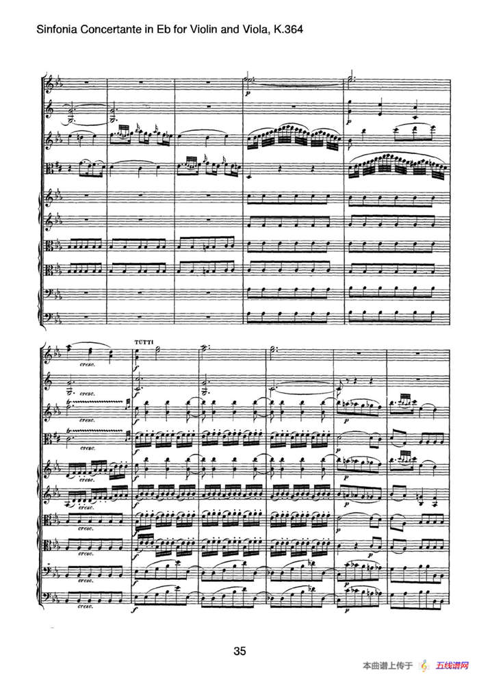 降E大调交响协奏曲（《Sinfonia Concertante in Eb》for Violin and Viola K.364）