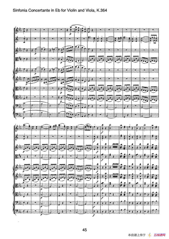 降E大调交响协奏曲（《Sinfonia Concertante in Eb》for Violin and Viola K.364）