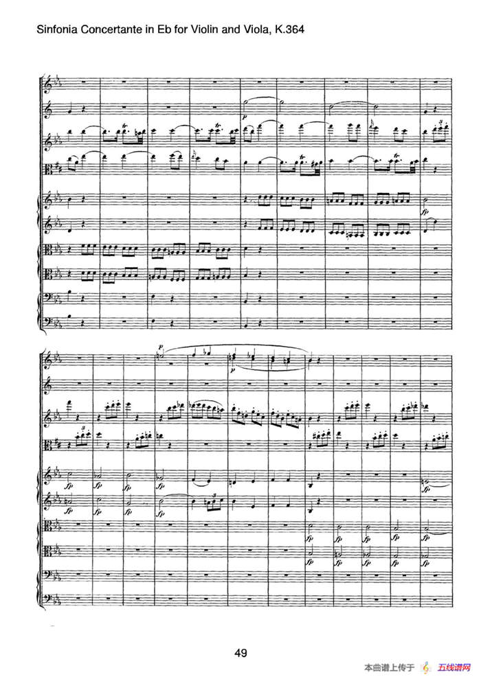 降E大调交响协奏曲（《Sinfonia Concertante in Eb》for Violin and Viola K.364）