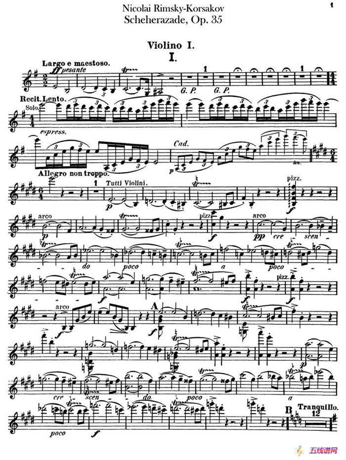 Scheherazade（Ⅰ）Op.35（第一小提琴）