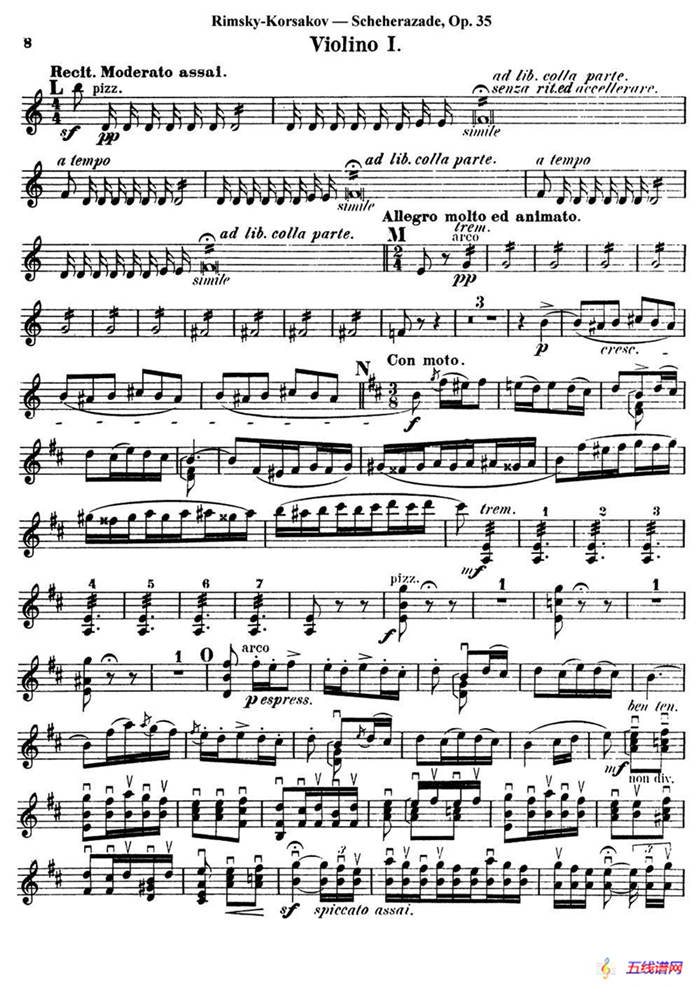 Scheherazade（Ⅱ）Op.35（第一小提琴）
