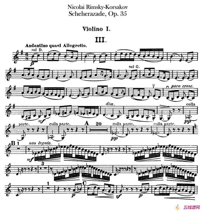 Scheherazade（Ⅲ）Op.35（第一小提琴）