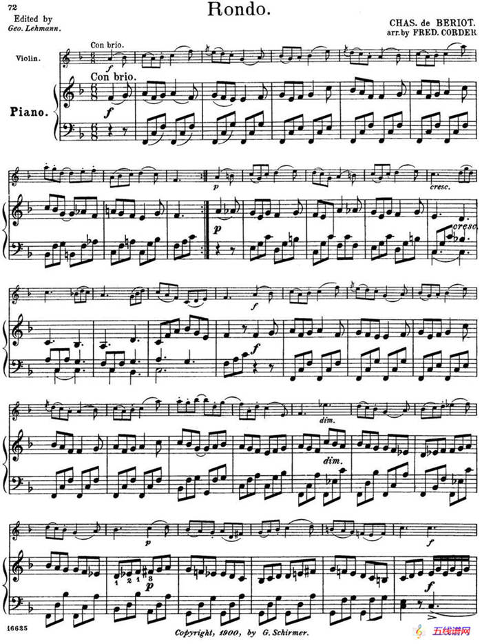25首小提琴曲合集：Rondo（小提琴+钢琴伴奏）