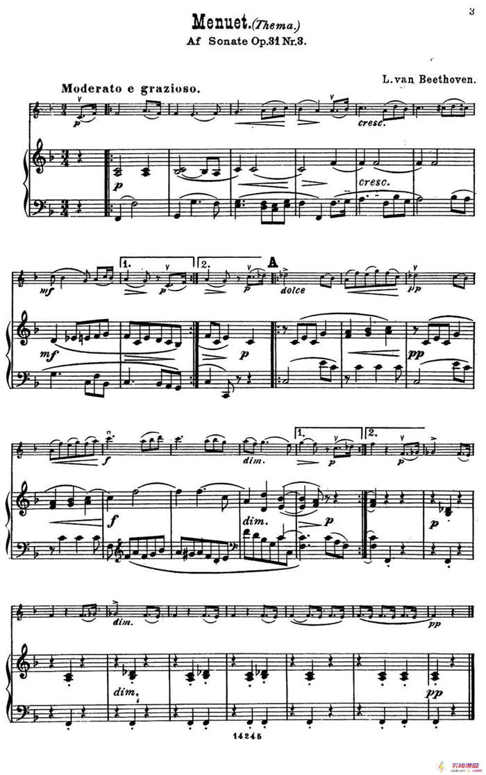 Monuet.(Thema.)（小提琴+钢琴伴奏）
