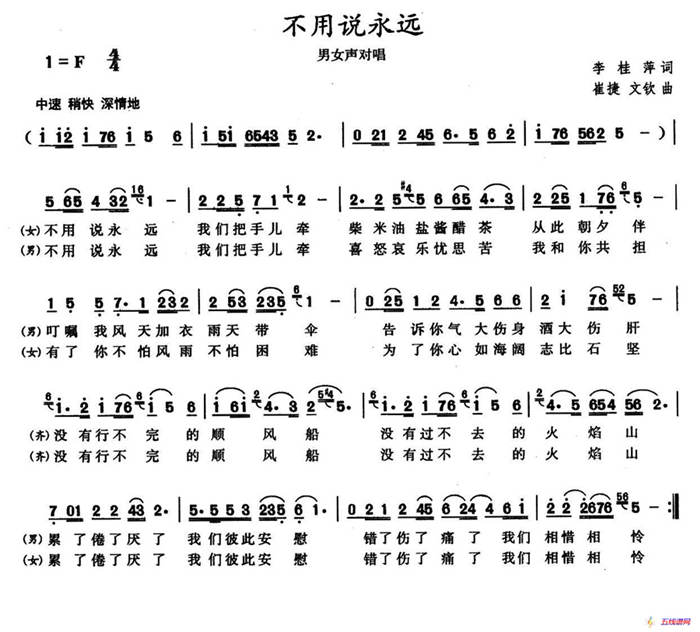 不要说永远（李桂萍词 崔捷曲）