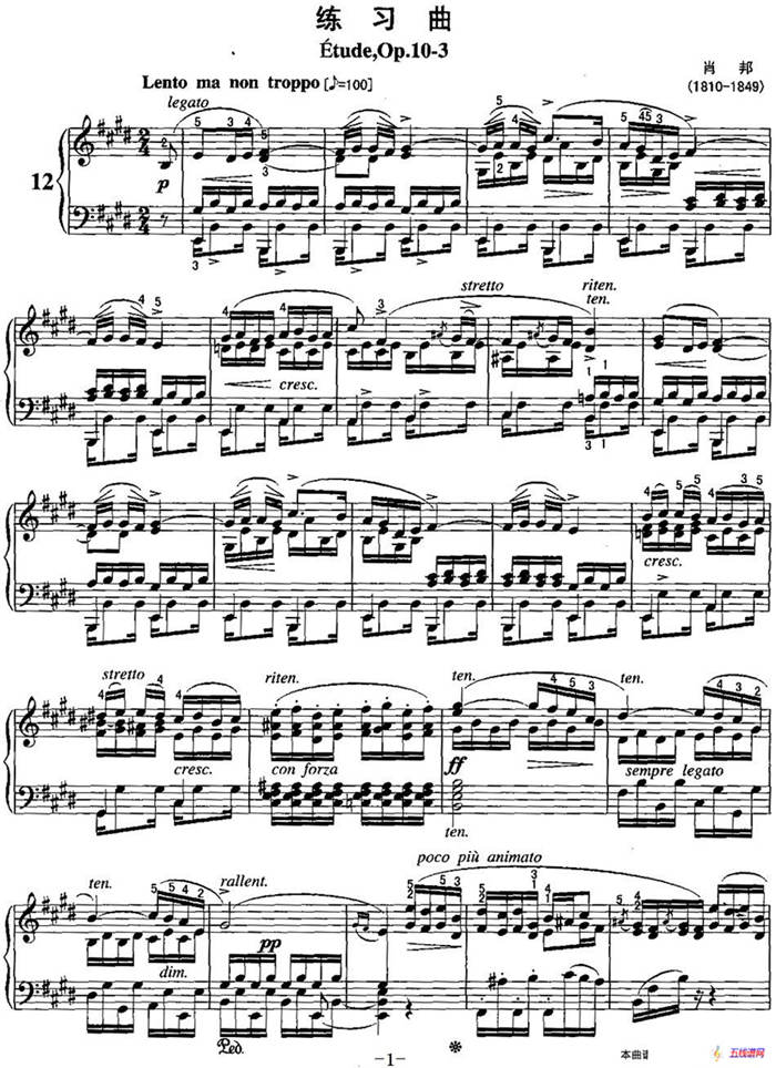 不可不弹的世界钢琴名曲：练习曲
