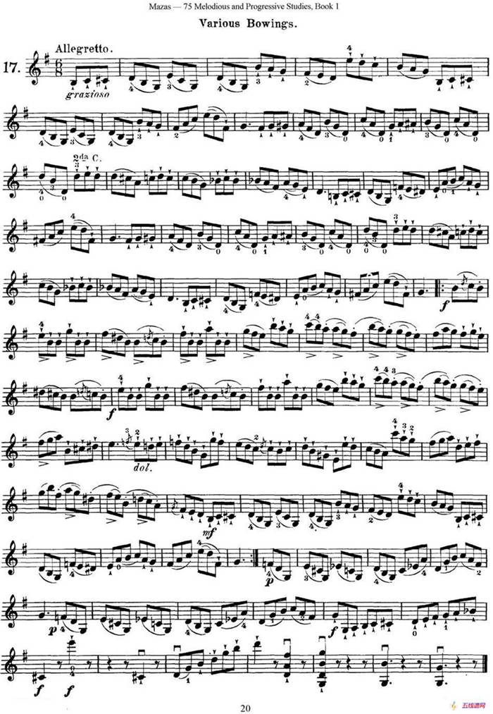 马扎斯小提琴练习曲 Op.36 第一册 特殊练习曲（17）