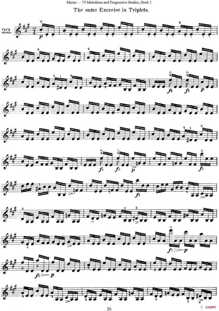 马扎斯小提琴练习曲 Op.36 第一册 特殊练习曲（22）