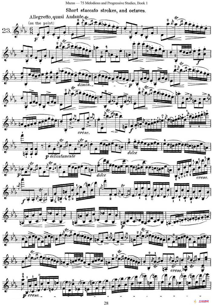 马扎斯小提琴练习曲 Op.36 第一册 特殊练习曲（23）