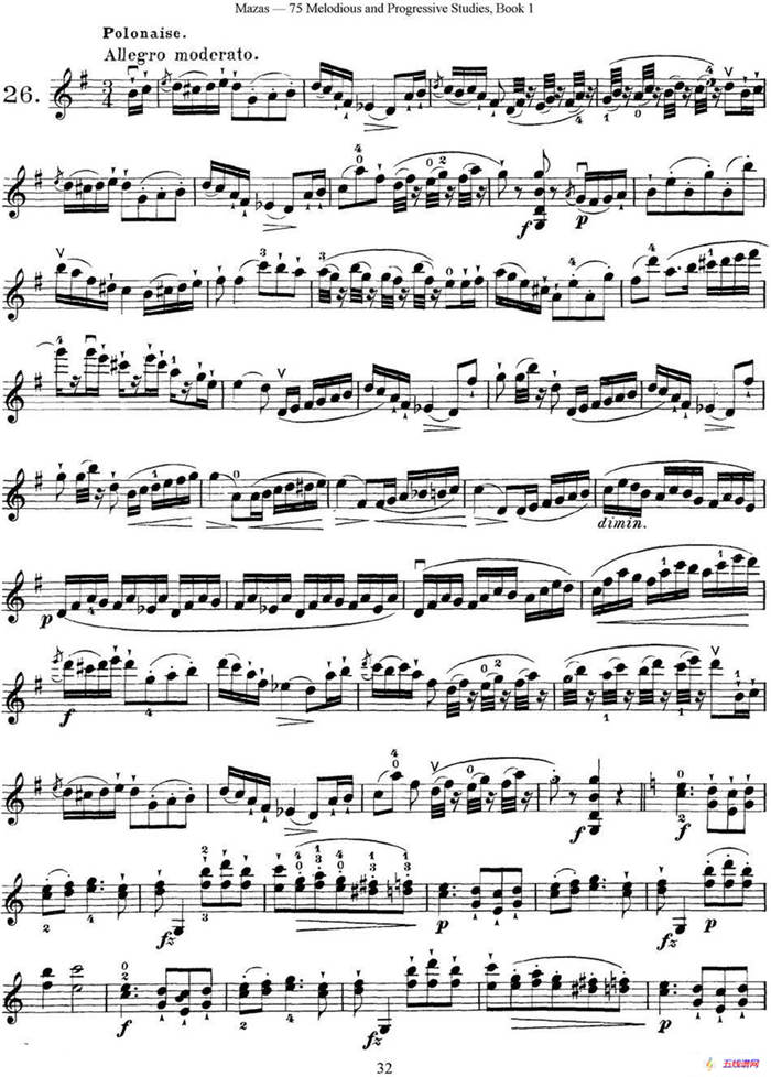 马扎斯小提琴练习曲 Op.36 第一册 特殊练习曲（26）